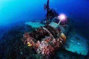 A submerged airplane wreck near Madang, Bismarck Sea
