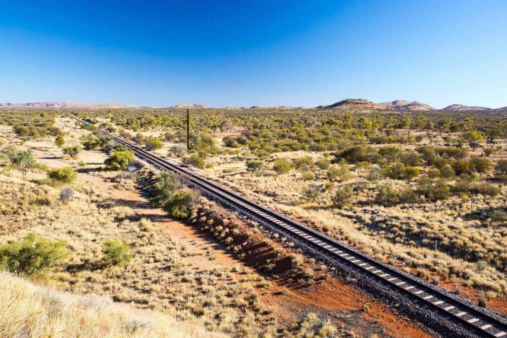 "The legendary Ghan Railway journey, traversing the Australian Outback."
